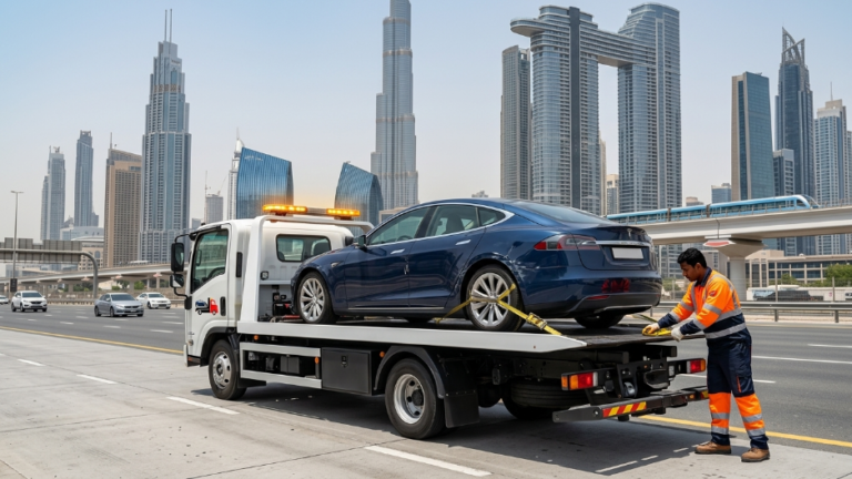 Accident Recovery Dubai fast insurance billed vehicle recovery 24 7